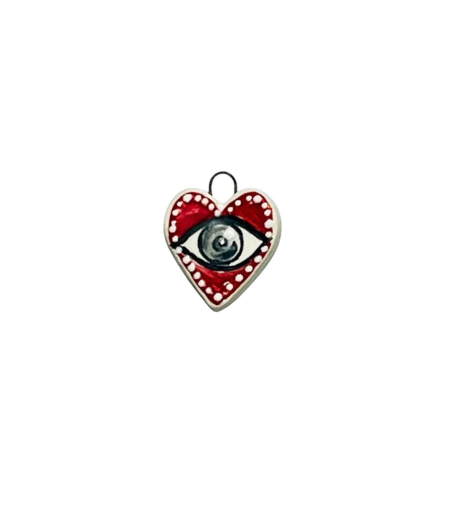 seeing red heart ceramic charm