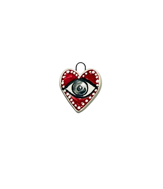 seeing red heart ceramic charm