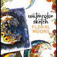 watercolor sketch floral moons