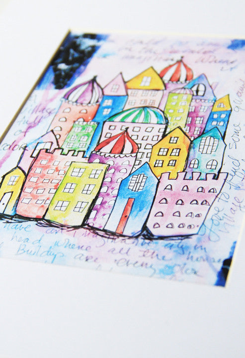 sketchbook city 8x10 matted print
