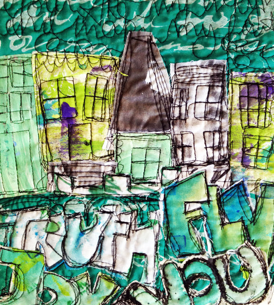 joy,truth, fly free motion graffiti art quilt