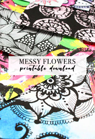 messy flowers printable download