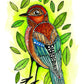 little bird with leaves 8x10 matted print