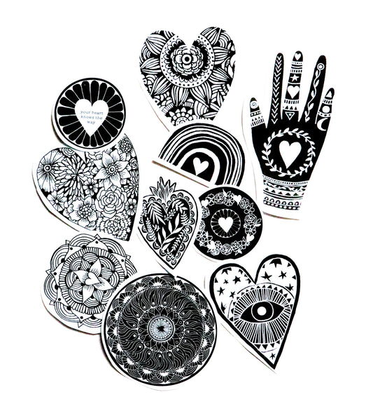 hearts paper sticker pack
