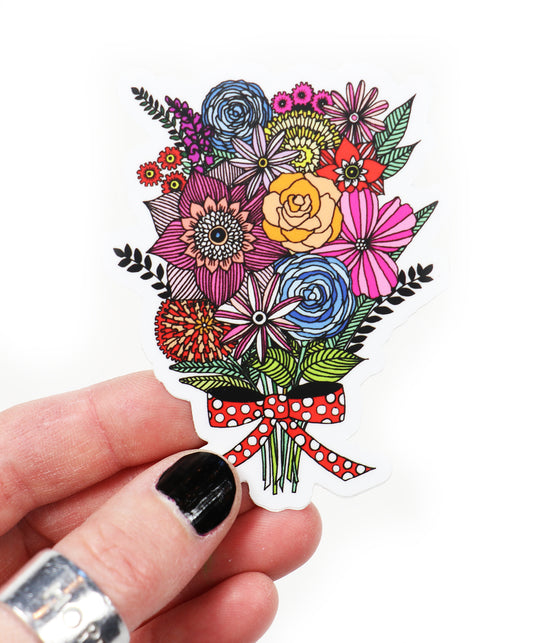 bouquet and bow vinyl sticker
