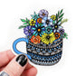 cup of flowers vinyl sticker