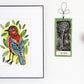 little bird with leaves 8x10 matted print