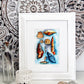 little bird with leaves 8x10 matted print