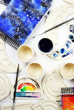 rainbow clay watercolor palette and vessel 1