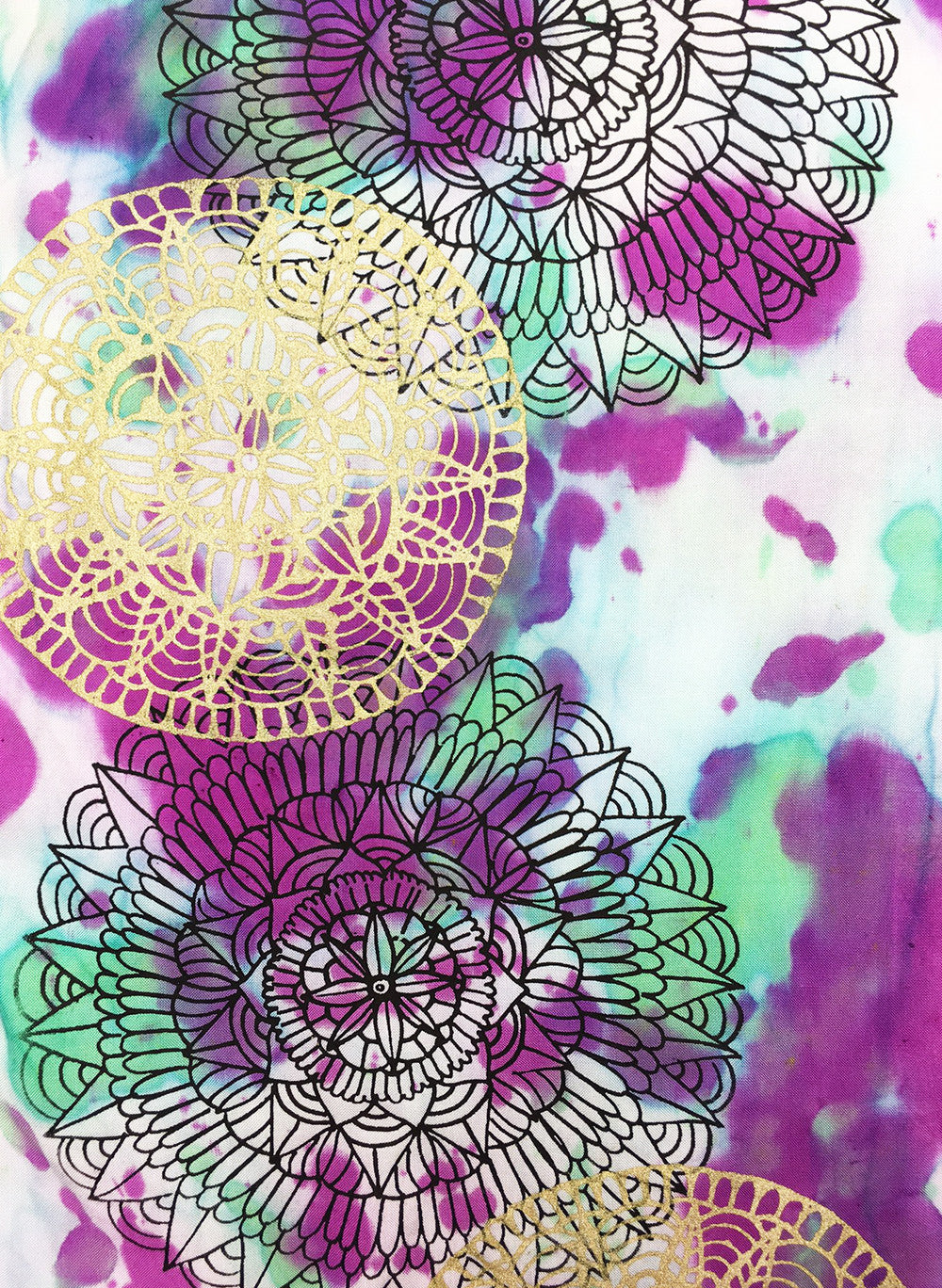 purple and turquoise mandala messy scarf- 10 available