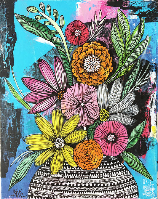 messy bouquet original painting 1