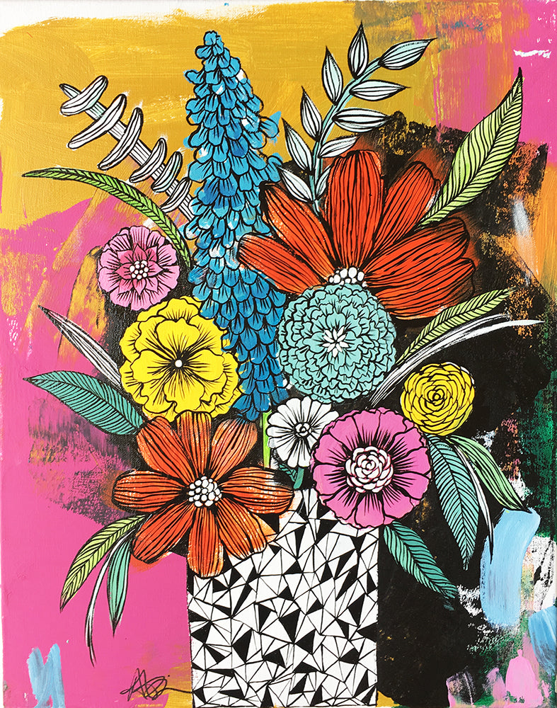 messy bouquet original painting 2
