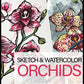 sketch and watercolor orchids