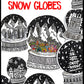 pen and ink snow globes