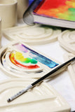 rainbow clay watercolor palette and vessel 1