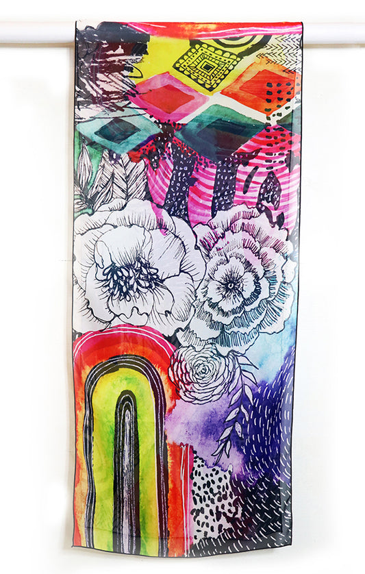 rainbow and flowers scarf