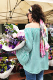 teal flowers scarf