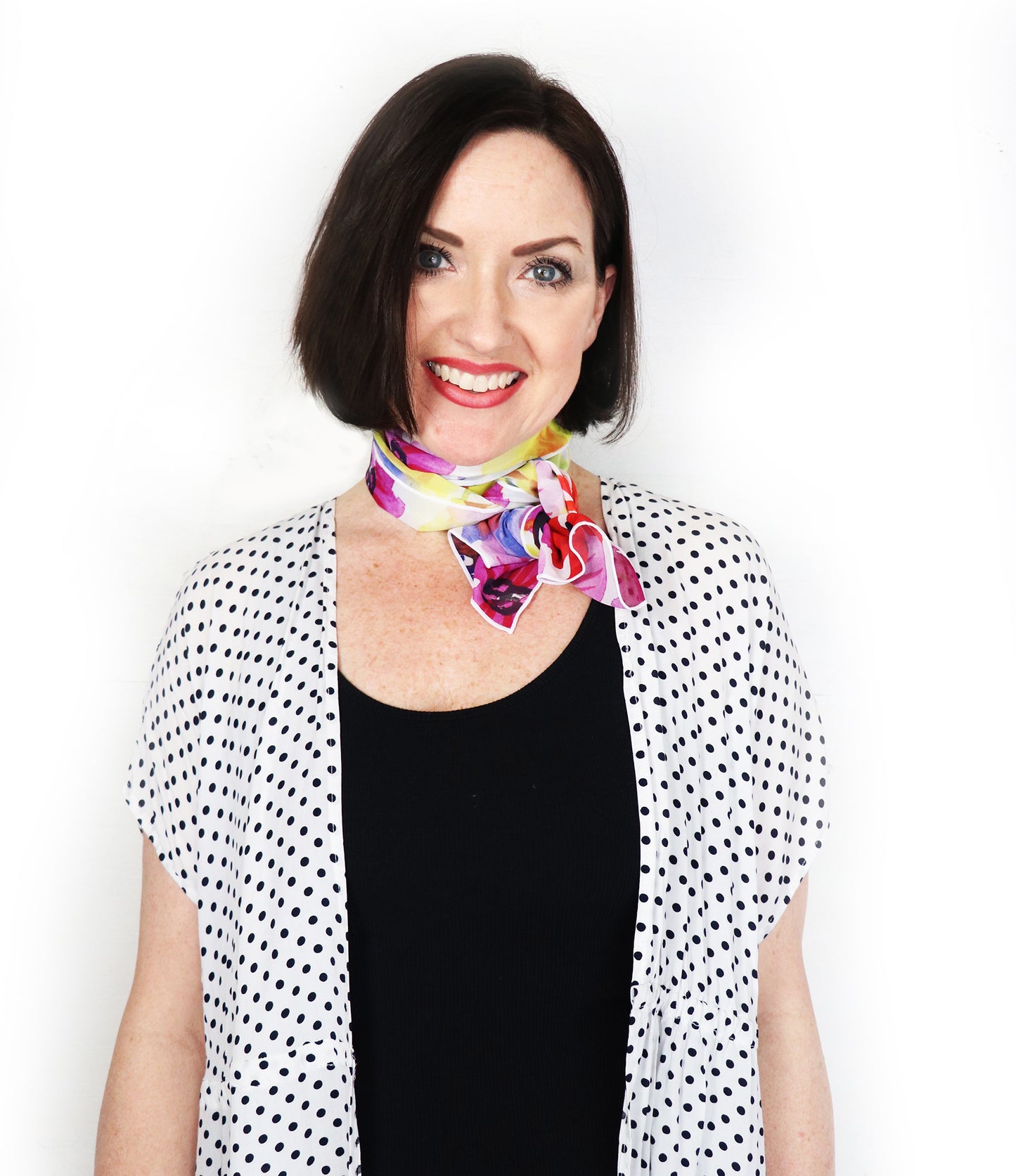 short colorful flowers scarf