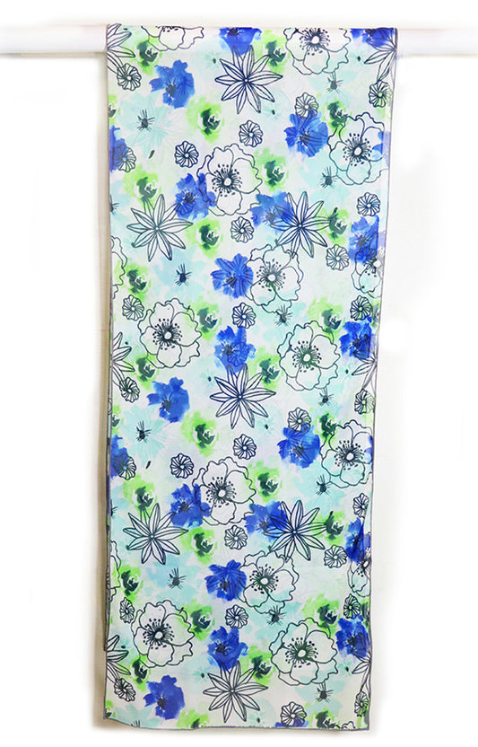 teal flowers scarf