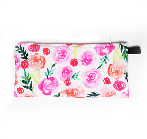 watercolor roses pouch