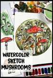 watercolor sketch mushrooms