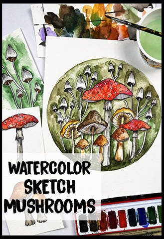 watercolor sketch mushrooms