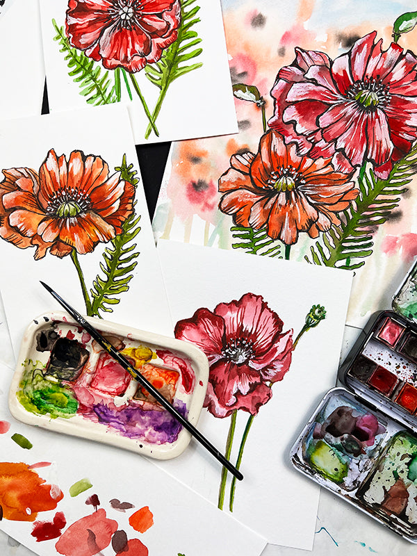 watercolor poppies