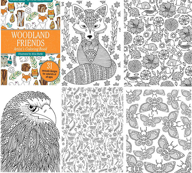 woodland creatures portable coloring book