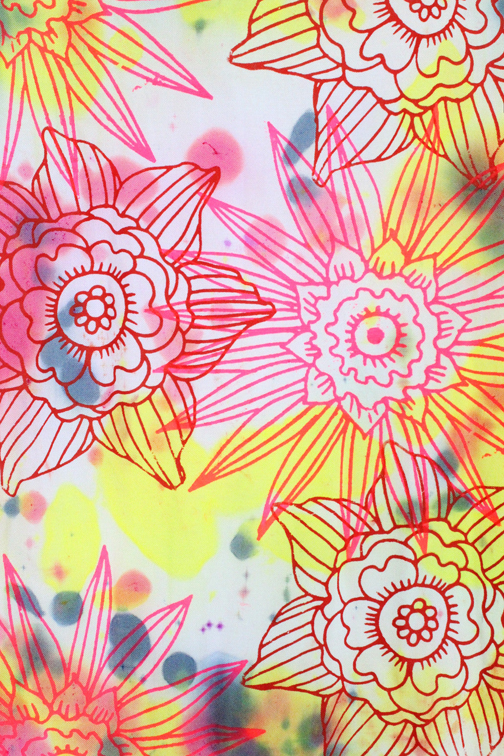 yellow & pink flowers messy scarf- 10 available