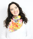 yellow & pink flowers messy scarf- 10 available